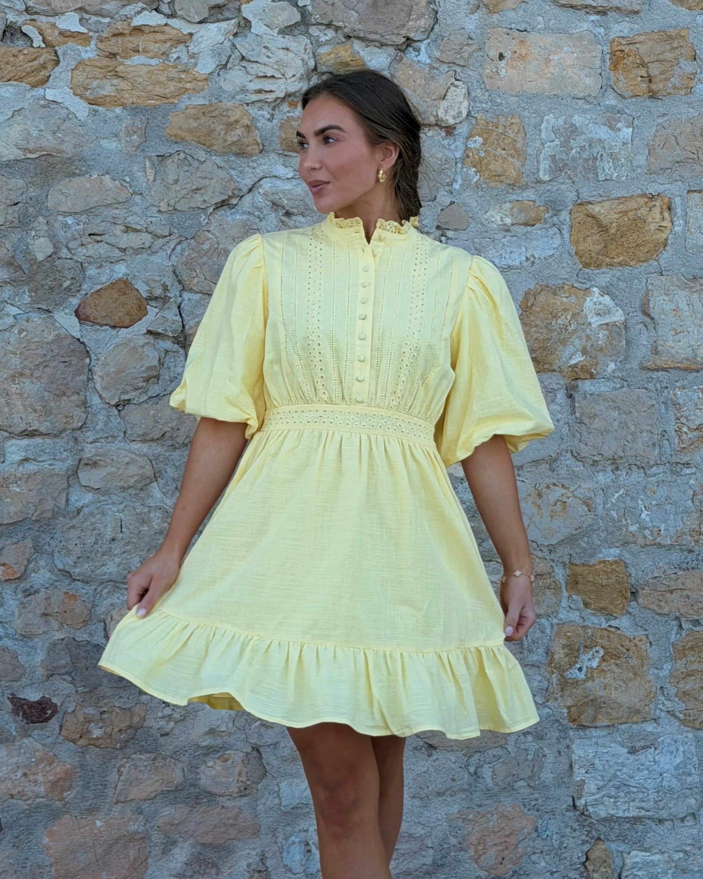 AWCLOVER Short Dress - Pale Banana